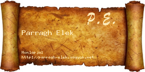 Parragh Elek névjegykártya